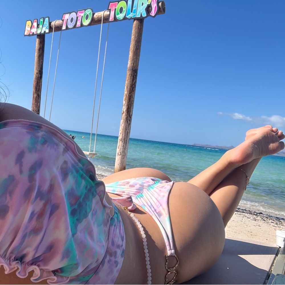 Beach bunny thong heart pink and mint tie dye small top medium bottom